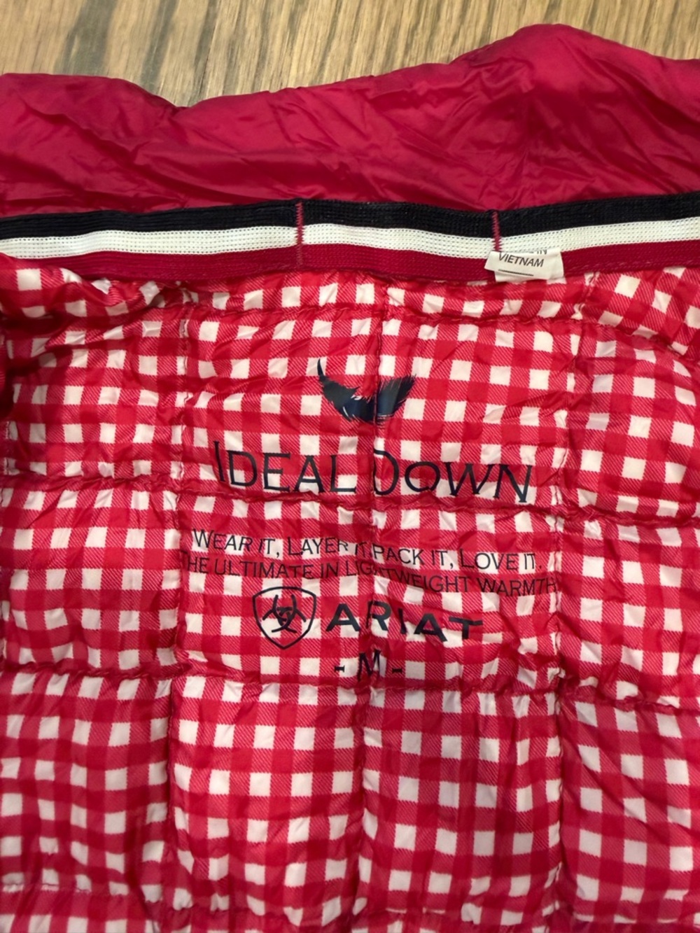 Ariat Red and White Gingham Puffer Jacket